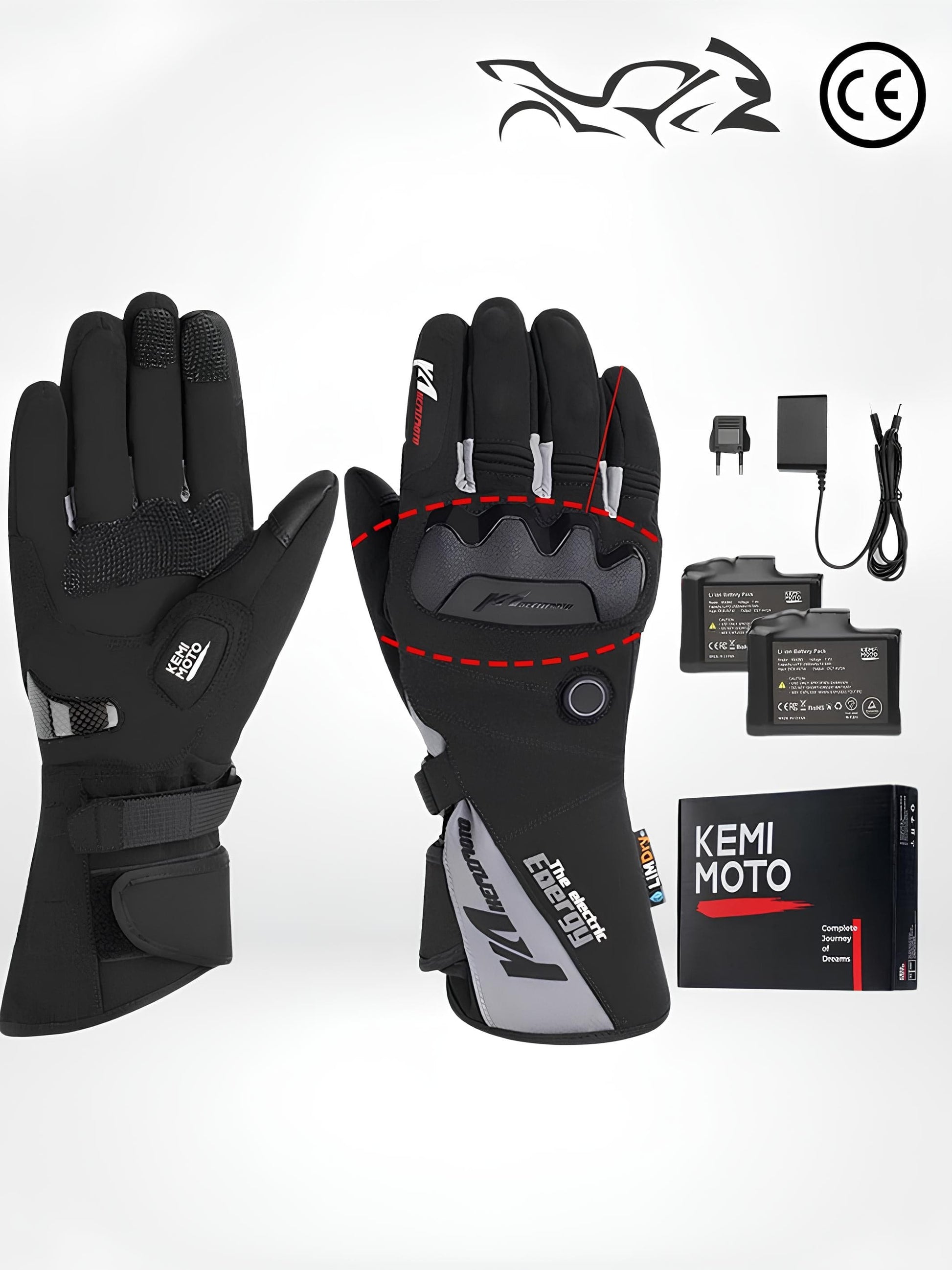 GantsDeStyle® 8012BK For Moto / M Gants chauffants | Moto