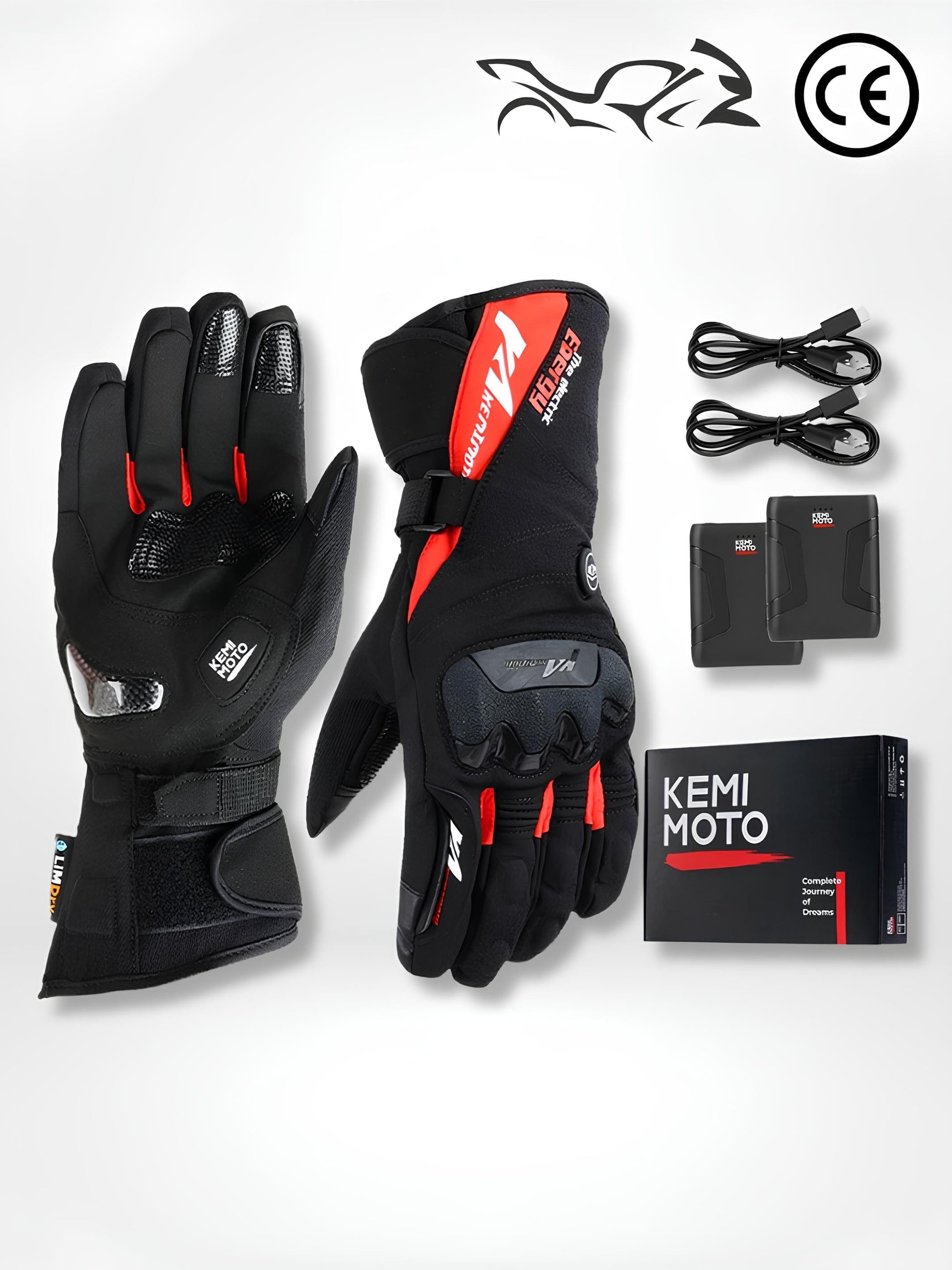 GantsDeStyle® 8012RD PRO / M Gants chauffants | Moto