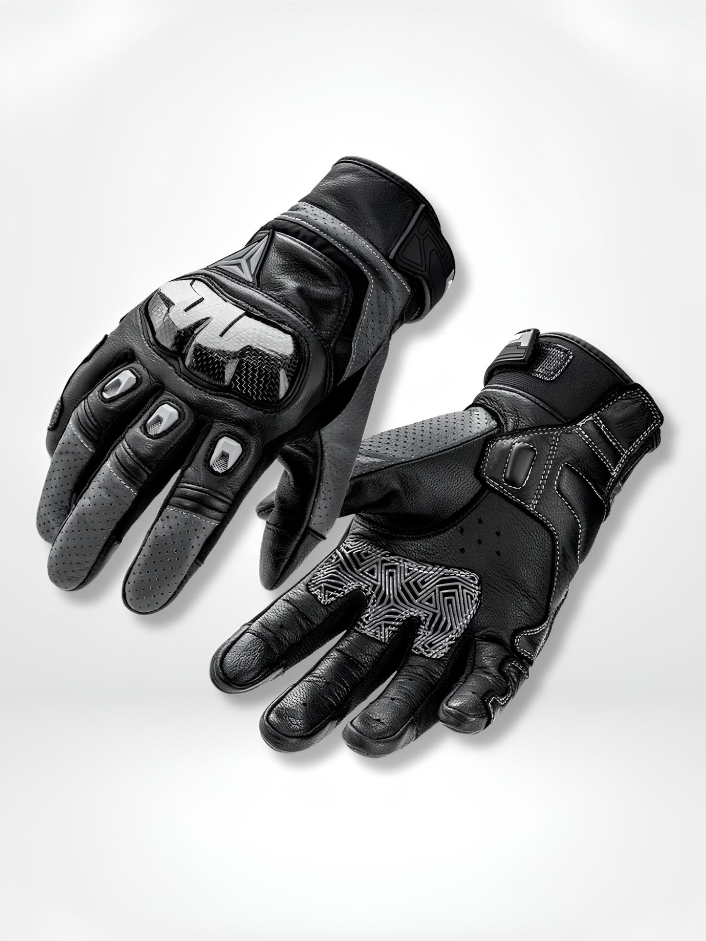 GantsDeStyle® Black Grey Gloves / XXL Gants moto | Cuir et Carbone