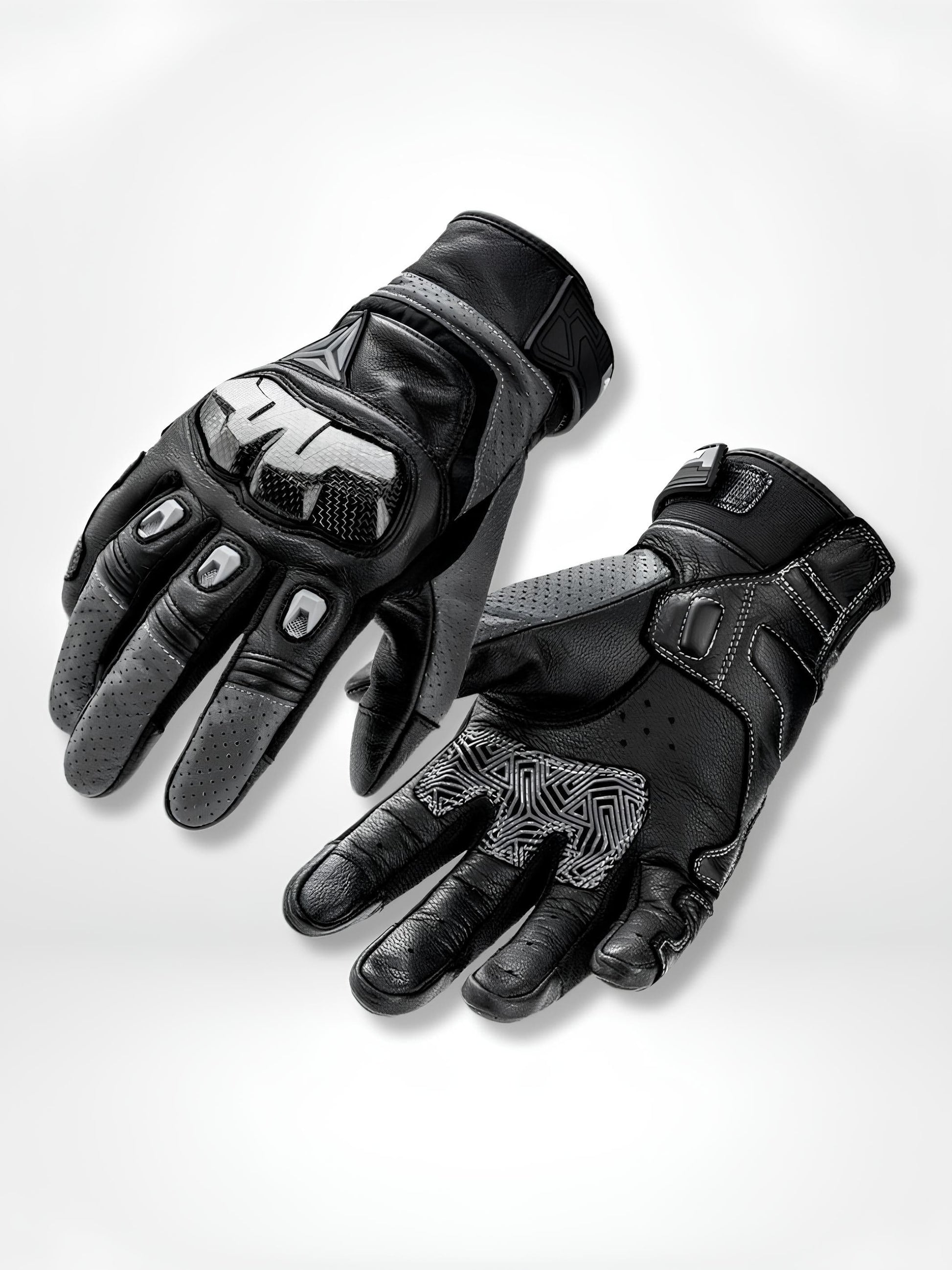 GantsDeStyle® Black Grey Gloves / XXL Gants moto | Cuir et Carbone